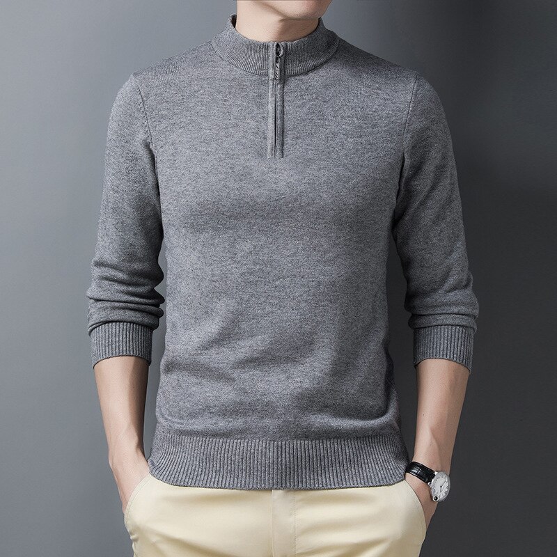 Fashion New Sweaters Men Half Zip Pullover Slim Fit Jumpers Knitwear Sweater Men Winter Warm Casual Brand Sweater Ma